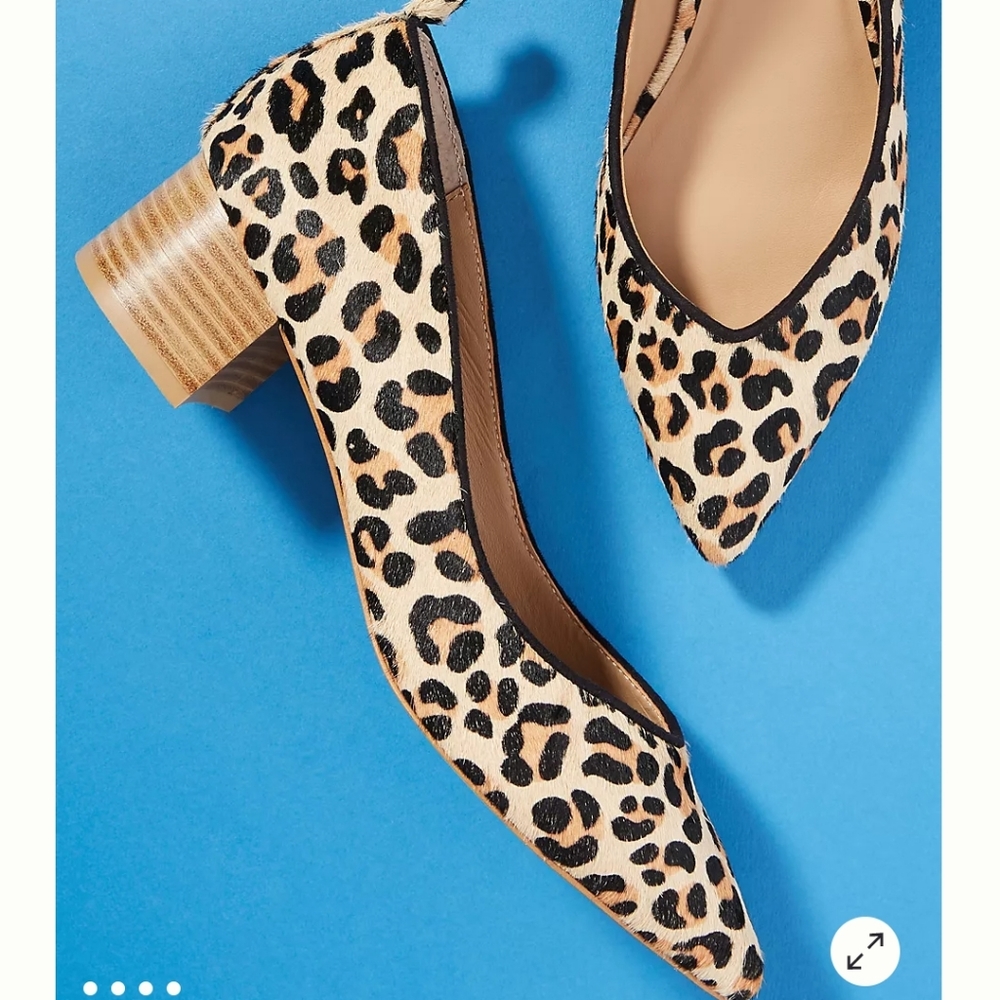 Anthropologie Beatriz Block Heels Animal-Inspired Textured Block Brown Tan 10M